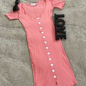 Lisa Says Gah Pink Ribbed Cotton Dress